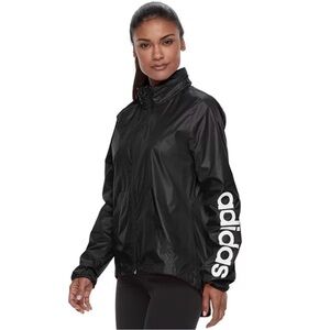 Adidas Women's Essentials Linear Windbreaker Black Size Small
